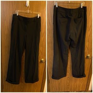 Jennifer Lopez size 8 black trouser wide leg work pants pockets cuffed